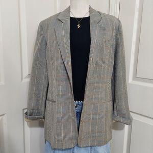 J. Crew brown black wool plaid faux pocket blazer medium 10